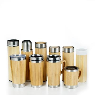 China 280ml 380ml Double Wall BPA Free Leakproof Insulated Bamboo Tumbler Coffee Mug Travel Vacuum Travel With Loose Leaf Tea Infuser for sale