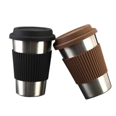 China Viable Stackable Reusable Mug Coffee Mug 304 Stainless Steel With Silicone Lids Custom Logo 230ml 350ml 500ml 570ml Coffee Mugs Metal for sale