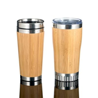 China Hot Sale 280ml 420ml 450ml 520ml Sustainable Hot Sale Bamboo 304 Stainless Steel Coffee Tumblers Eco Friendly Insulated Mug for sale