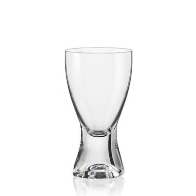 China Custom Unique Thick Base Shaped Unique 2.3oz Bohemia Wine Vodka Crystal Mini Shot Glass For Gift for sale