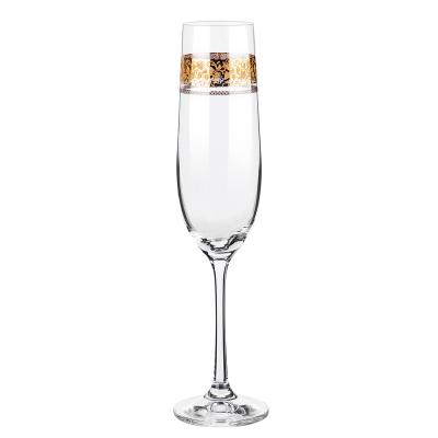 China Gold Rim 2021 Hot Selling Lead Free High End Bohemia Crystal Champagne Flute Glass For Hotel Bar Wedding Party for sale