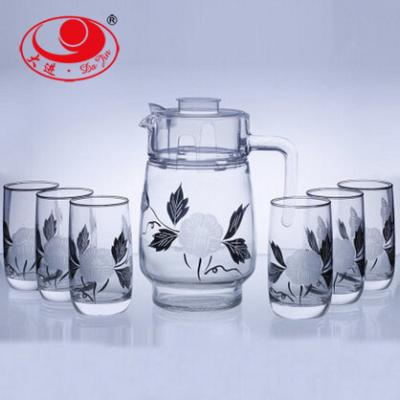 China Glassware 54oz Viable Promotional Drinking Water Jug Set Glass Pitcher With 6pcs 10oz Glass Cup Set for sale