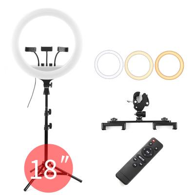 China CE 45W Dimmable Remote Control Live Video Makeup LED Ring Fill Light 45cm Live Show Video Tianmei 18 Photographic Selfie Makeup Light with 2.1m Tripod Stand for sale