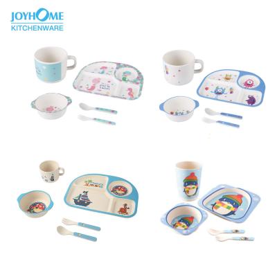 China Custom Viable Kids Unicorn Dish Set Plate And Bamboo Meal Cup for sale