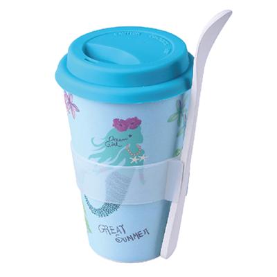 China Sustainable Wholesale Silicon Bamboo Coffee Mugs Eco Friendly Coffee Mug With Spoon for sale