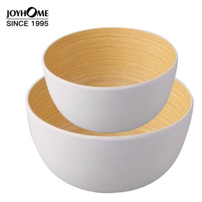 China Sublimation Reusable Reusable Eco Camping Lacquer Salad Bowl Bamboo Fruit Salad Bowl Set for sale