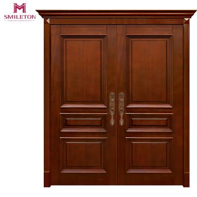 China Traditional Smileton Wood Doors Designs Front Double Door Main Entry Door for sale