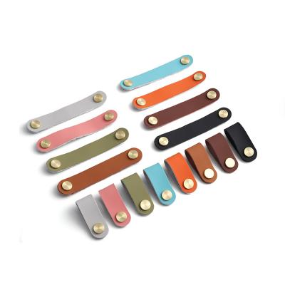 China OUKALI OEM Factory Contemporary Multicolor Leather Furniture Knobs Dresser Sideboard Decoration Pull Door Pull Handle for sale