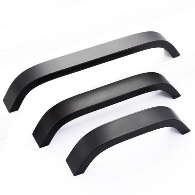 China Cheap modern aluminum black door handle decoration sliver Europe kitchen cupboard window cabinet pull handles for sale