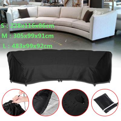 China Outdoor OXFORD FABRIC 210D Oxford Cloth Black Garden Curved Sofa Cover Waterproof Slipcover Seat Stretch Protector for sale