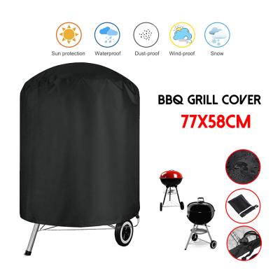 China 210D Oxford Cloth Black Weber Round BBQ BBQ Grill UV Inhibited Cover Outdoor Waterproof Smoker Kettle 77X58CM for sale