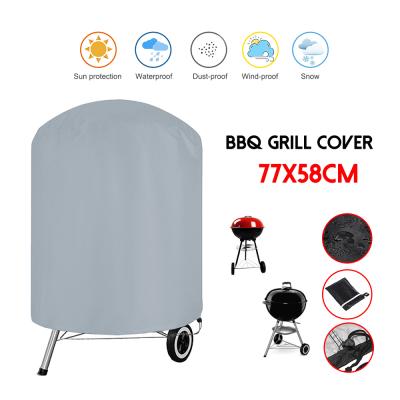 China 210D Oxford Cloth Gray 77x58cm Weber Round BBQ Garden BBQ UV Inhibited Grill Cover Outdoor Waterproof Smoker Kettle for sale