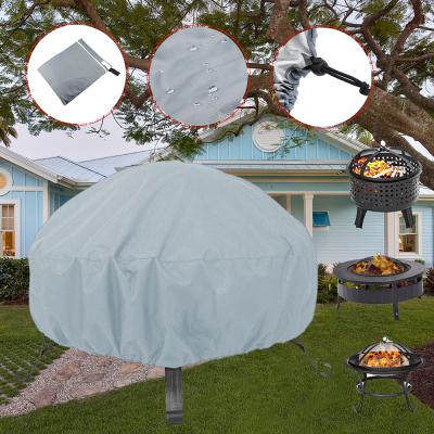 China Fire Stocked Pit Cover Round Oxford Fabric Round Fire Pit Outdoor Full Cover Waterproof Fire Pit Cover for sale