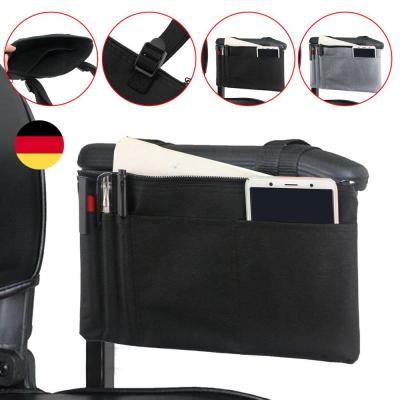 China Business 600D Oxford Cloth Mobility Scooter Wheelchair Armrest Pannier Bag With Detachable Wallet Convenient Black/Gray for sale