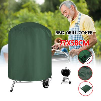 China 210D Oxford Cloth Weber Round BBQ Garden BBQ UV Inhibited Grill Cover Smoker Kettle 77X58CM Outdoor Waterproof Green for sale