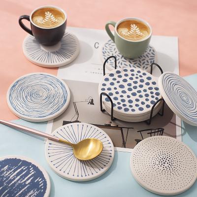 China MAXERY Nordic Viable Custom Ins Stone Cute Diatomite Mug Coaster For Eco-friendly Beverage for sale