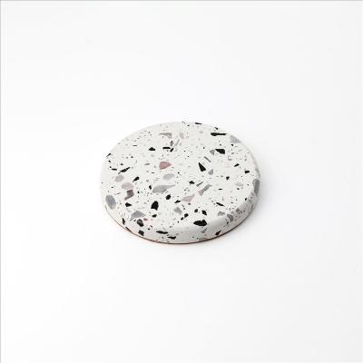 China MAXERY Viable Hot Sale Custom Terrazzo Dish Coaster Cup Mats & Pads Around Natural Terrazzo Absorbent Coasters for sale