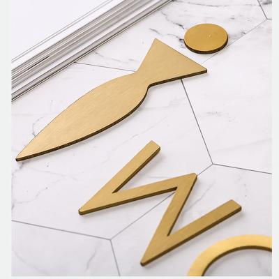 China Modern Custom Hanging Solid Brass Men's Maxery Toilet Sign Women's Toilet Sign Toilet Door Sign Plate for sale