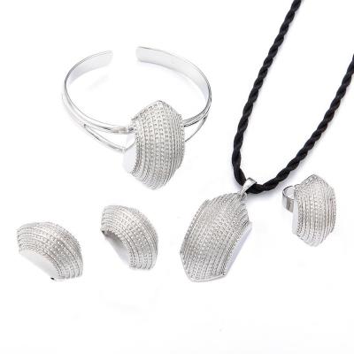 China Popular Trendy Ethiopian Jewelry Sets African Silver Plated Traditional Fashion Charm Jewelry Sets for sale