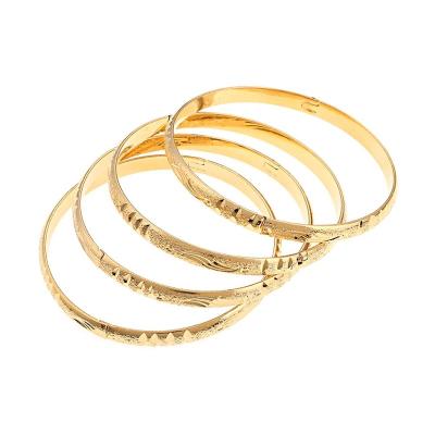 China Popular Style 4pcs Dubai Jewelry Gold Color Punk Bangles For Ethiopian Bangles Charm Jewelry for sale