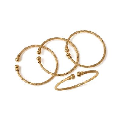 China Popular Brass Openable 4pcs Bangle Bracelet 4pcs Ethiopian Arab Dubai Africa Gold Color Simple Jewelry for sale