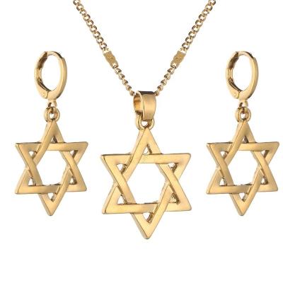 China Popular Israel Gold Color Jewelry Star Hexagram Pendant Necklaces Magen David Hexagonal Star Tantrism Jewish for sale