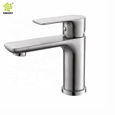 China Hot Sale Metered Faucets PVD Brushed Gold 304 Stainless Steel Bathroom Casting Hot Cold Water Faucet Basin Mixer Tap for sale