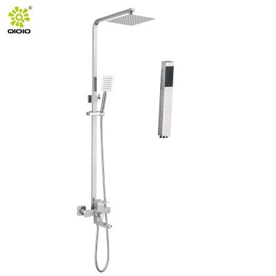 China With Hot Selling Kaiping Slide Bar 304 Stainless Steel Two Three Function Brushed Bathroom Tub Faucet Set Shower Column for sale