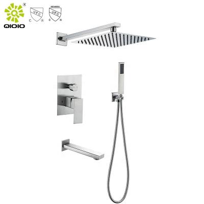 China Sliding Bar Design Sale New cUPC Clear Ceramic Bathroom Body Bath Faucet Pressure Balance Wall Mounted Shower Set Gold for sale