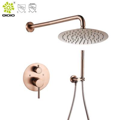 China Without Slide Bar Best 2022 Gold Round Brushed Cold Water cUPC 304 Stainless Steel Hot Selling Bathroom Inside Shower Set Wall Mounted Mixer Tap for sale