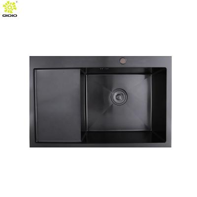 China Without Faucet China Factories Kitchen Sink Accessories Stainless Steel Black Smart Single Bowl Kitchen Sink for sale