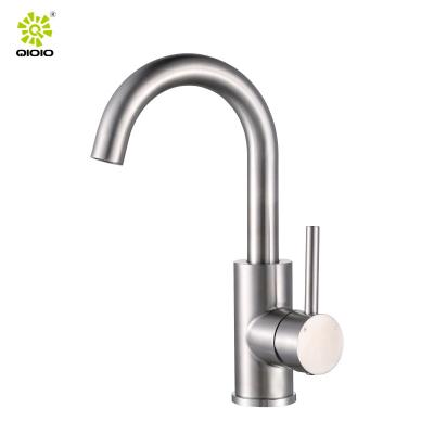 China Metered Faucets Swept Basin Faucet Bathroom Deck Mounted Long Hose 304SS Single Basin Faucet Mixer Taps for sale