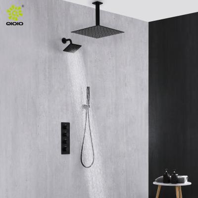 China Without Gold Luxurious 3 Function Slide Bar Kaiping Factory Sale Bathroom Ceiling Thermostatic Shower Head 3 Concealed Rainfall Shower Set for sale