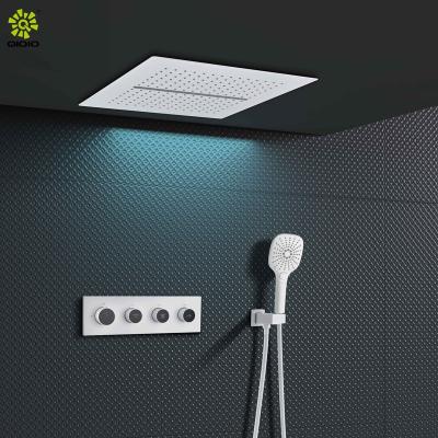 China Without Sliding Bar 304 Chrome Stainless Steel Concealed Thermostatic Shower System Ceiling Rainfall Shower Set For Bathroom for sale