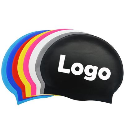 China Adult Silicone Silicone Swim Caps Waterproof Swim Diving Hats for sale