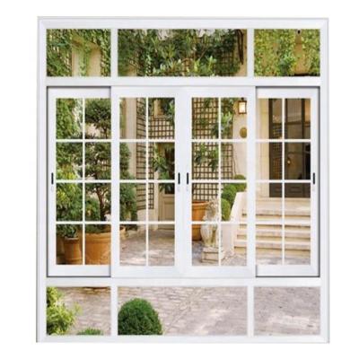 China Folding Screen Temper Glazed White Security Metal Frame Aluminum Designs Grill Glass Sliding Window for sale