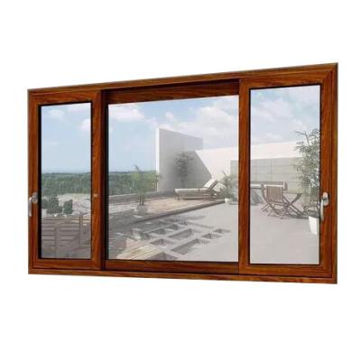 China Brown Folding Screen Customized Frame Tempered Glass Water Proof Insulated Aluminum Casement Windows for sale