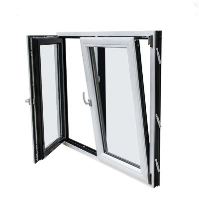 China Folding Screen Champagne Aluminum Hinges Casement Top Hung Tilt And Turn Window for sale