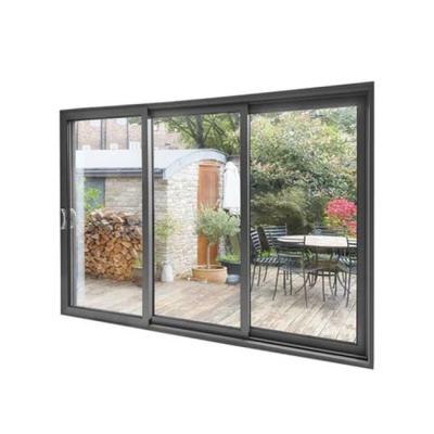 China Modern Exterior Sound Insulation Thermal Break Aluminum Balcony Slide Door Sliding Double Glass Door for sale