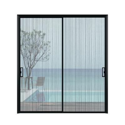 China Sound Insulation Customized Design French Aluminum Thin Section Stripe Style Sliding Door for sale