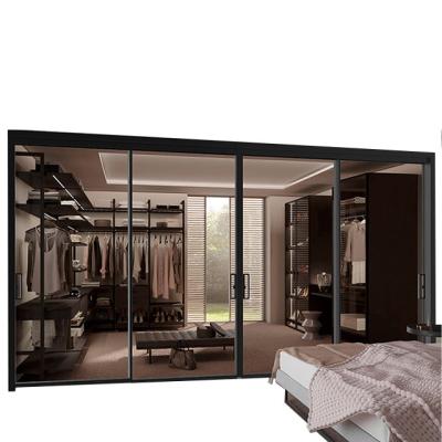 China High Quality Sound Insulation Aluminum Frame Fixed Triple Gloss Designs Sliding Doors for sale