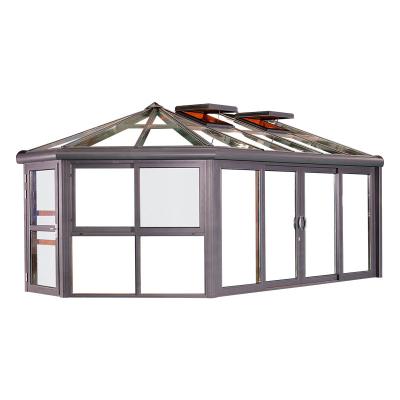 China Sound Insulation Timber Framed Building Exterior Solarium Aluminum Green House/Hurricane Proof Waterproof Modern Prefab Tempered Glass for sale