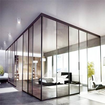 China Modern High Quality Office / Home Cheap Interior Aluminum Frame Glass Partition Glazed Partition Walls for sale