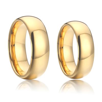 China Classic 4/6/8/10mm Tungsten Carbide Ring CLASSIC Solid Gold Plated 18k Wedding Band Couples Rings For Men And Women Male Anillos Ring for sale