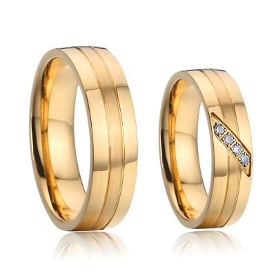 China Factory CLASSIC Gold Plated 316L Stainless Steel Ring Wedding Couple Rings Set For Men And Women Anniversary Gift for sale