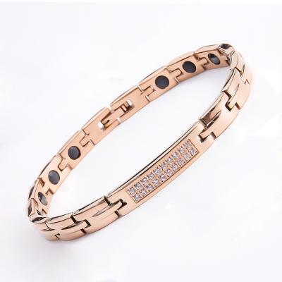 China Trendy 18k Rose Gold Plated Friendship Couples Ladies Magnetic Energy Women Charm Bracelets Bangles Woman for sale