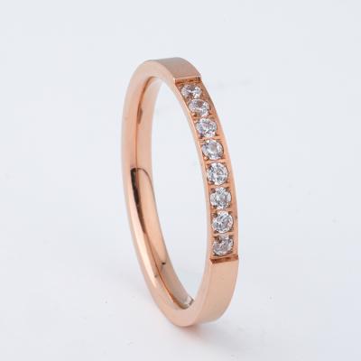 China Latest CLASSIC Women Rings Eternity Fashion Jewelry Girls Ladies Zircon Diamond Rose Gold Stainless Steel Wedding Rings Woman for sale