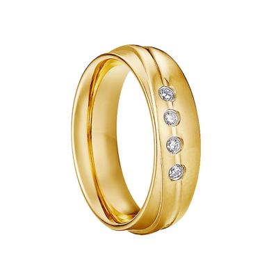 China CLASSIC wholesale 24k gold plated wedding rings for men and women fashion jewelry stainless steel ring diamond anillos Para hombre for sale