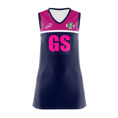 China Hot Selling Lightweight Dress Australia Sports Dress Navy Netball Dress Workout Skirt Pink Moisture Wicking for sale