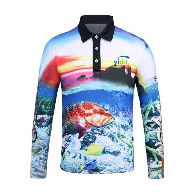 China Polyester Anti-UV Sublimation Fishing Clothes Custom Long Sleeve Shirt Sun Protection Fishing Shirts for sale